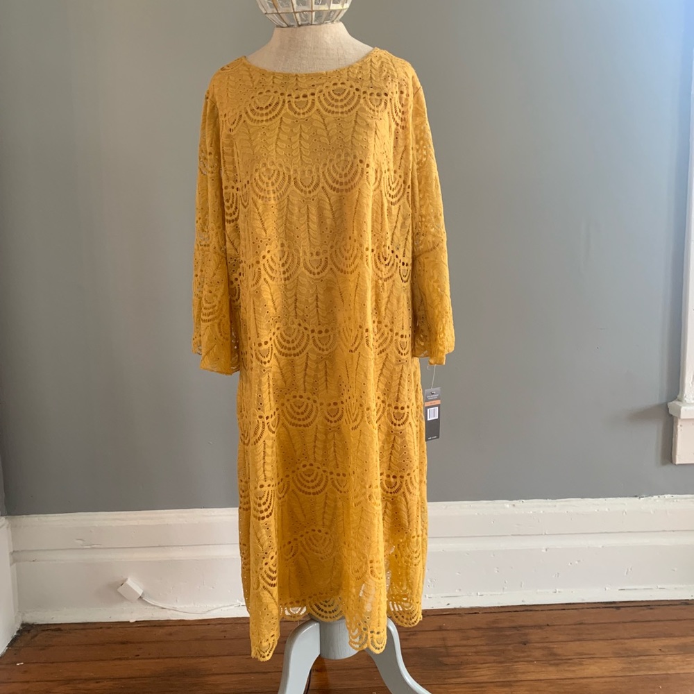 Long Sleeved Dress In Saffron Yellow